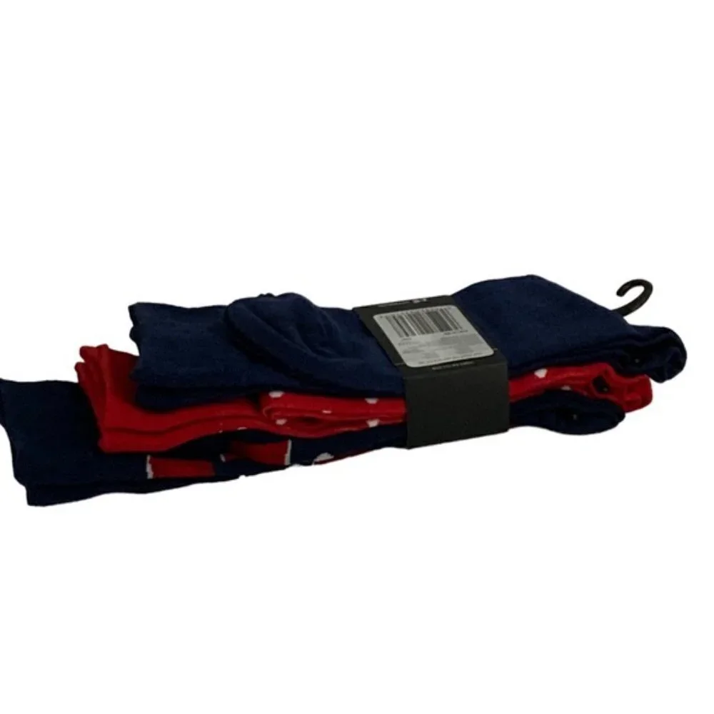 Hot Sox Beer Pong Socks 3 Pair Men’s Gift Pack Navy Red Polka Dot Size 10-13